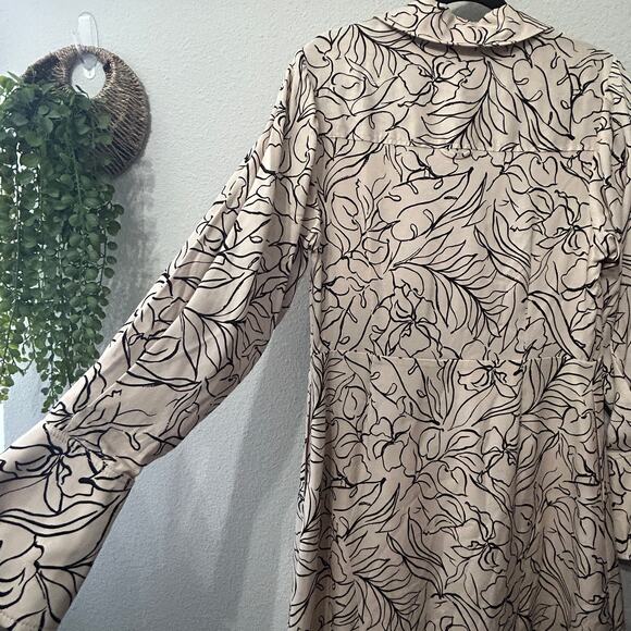 NEW Jonathan Simkhai Lee Linen Blend Midi Dress Painted Floral Size 10 Old Money - Picture 11 of 13